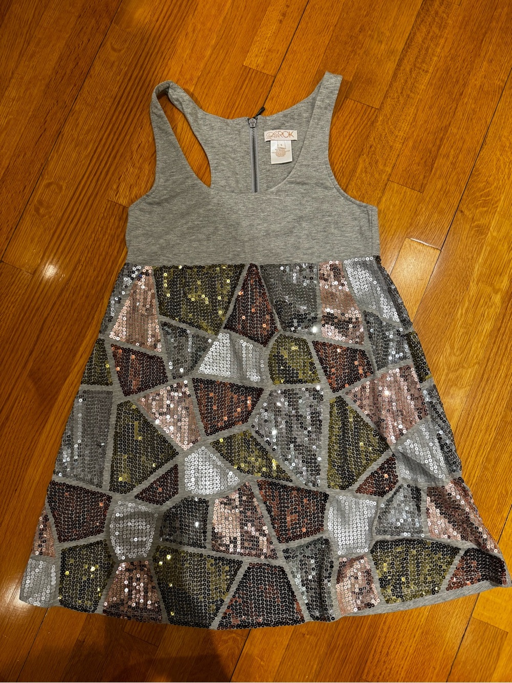 Gray Tank Top Sequin Patchwork Dress size S